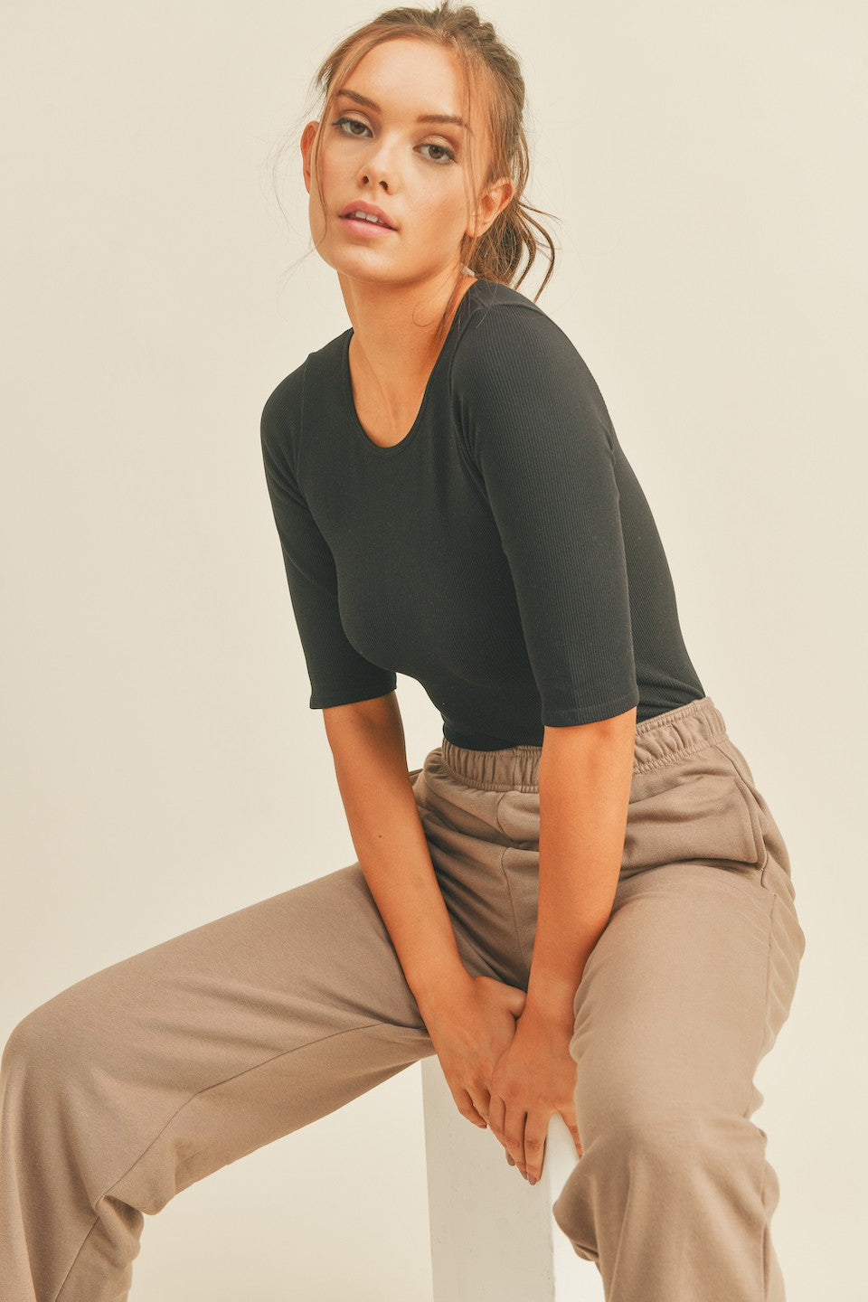 The Ralph Ribbed Bodysuit in Black