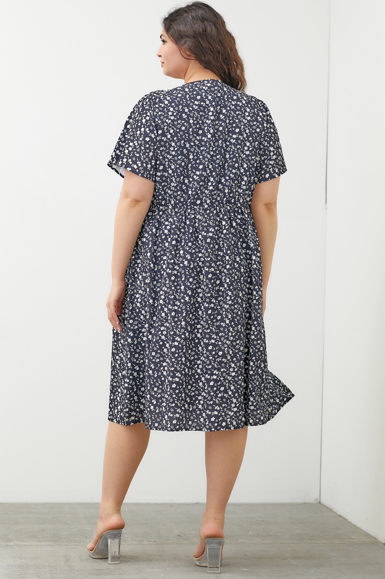 The Ulani Button Front Dress in Black Multi
