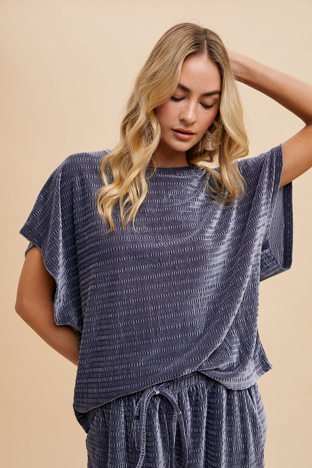 The Sorellin Velvet Set in Steel Blue