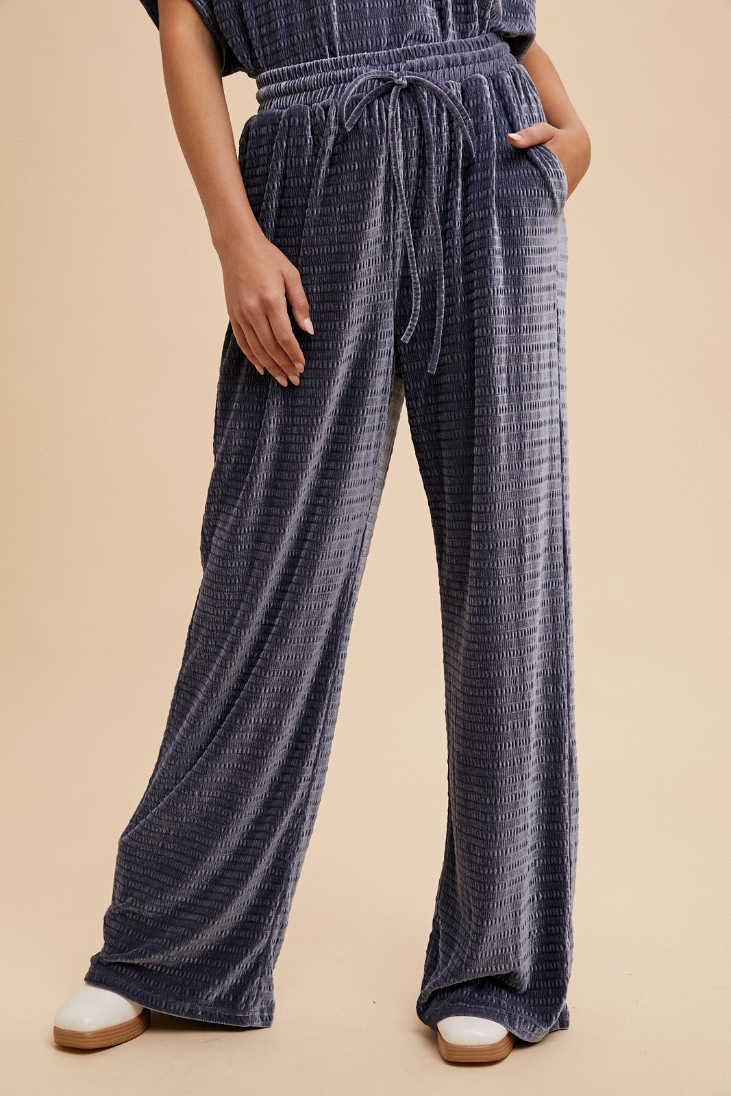 The Sorellin Velvet Set in Steel Blue