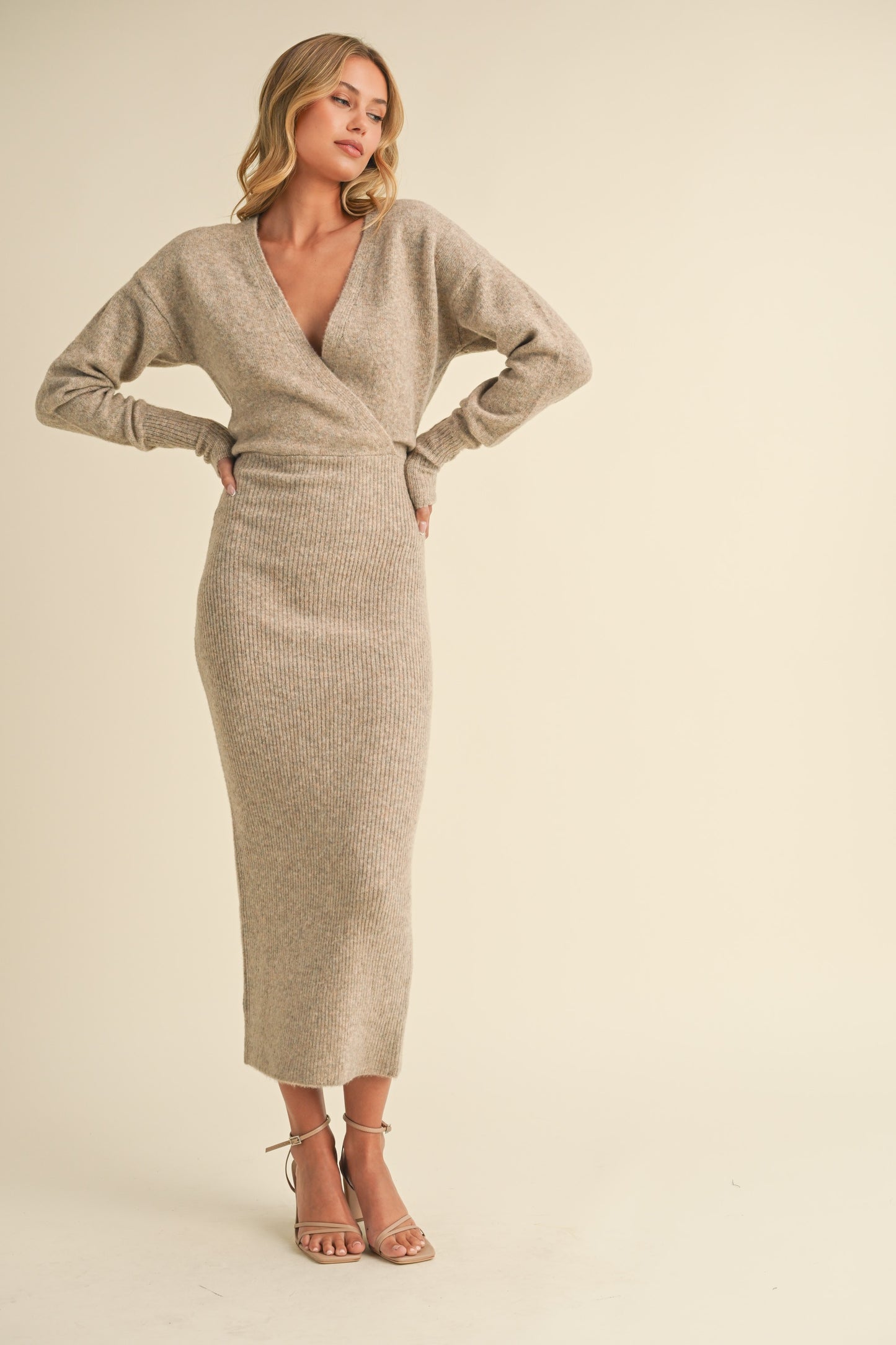 The Attie Dolman Sleeve Sweater Dress in Oatmeal