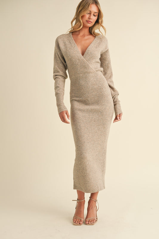 The Attie Dolman Sleeve Sweater Dress in Oatmeal