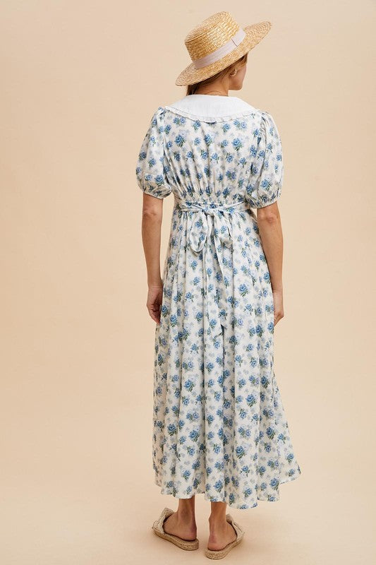 The Willow Floral Dress in French Blue