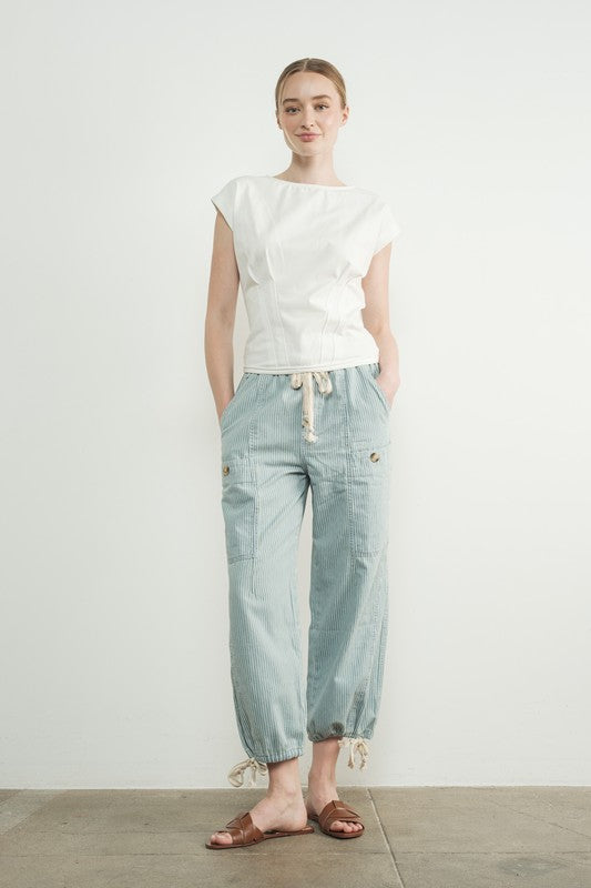 The Imogen Relaxed Pant in Denim Stripe