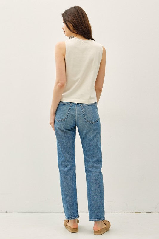 The Contessa Boxy Cut Tank in Stone