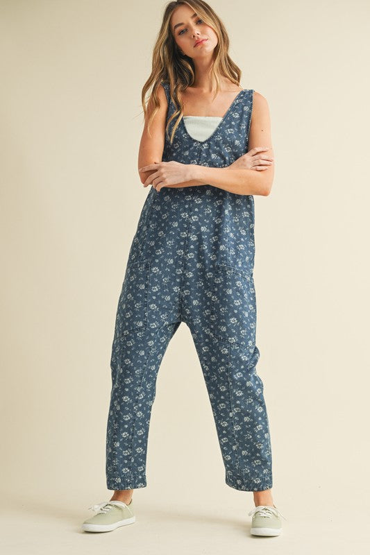 The  Beck Floral Denim Jumpsuit
