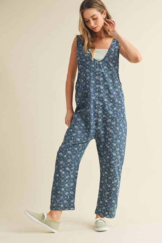 The  Beck Floral Denim Jumpsuit