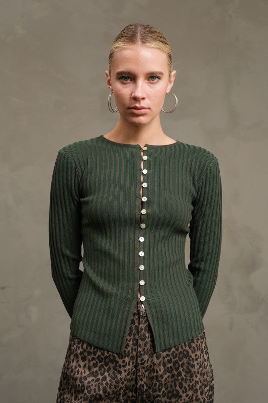 The Daphne Button - Down Top in Moss Green
