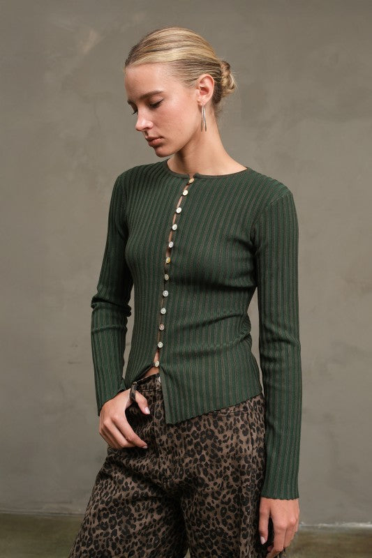 The Daphne Button - Down Top in Moss Green