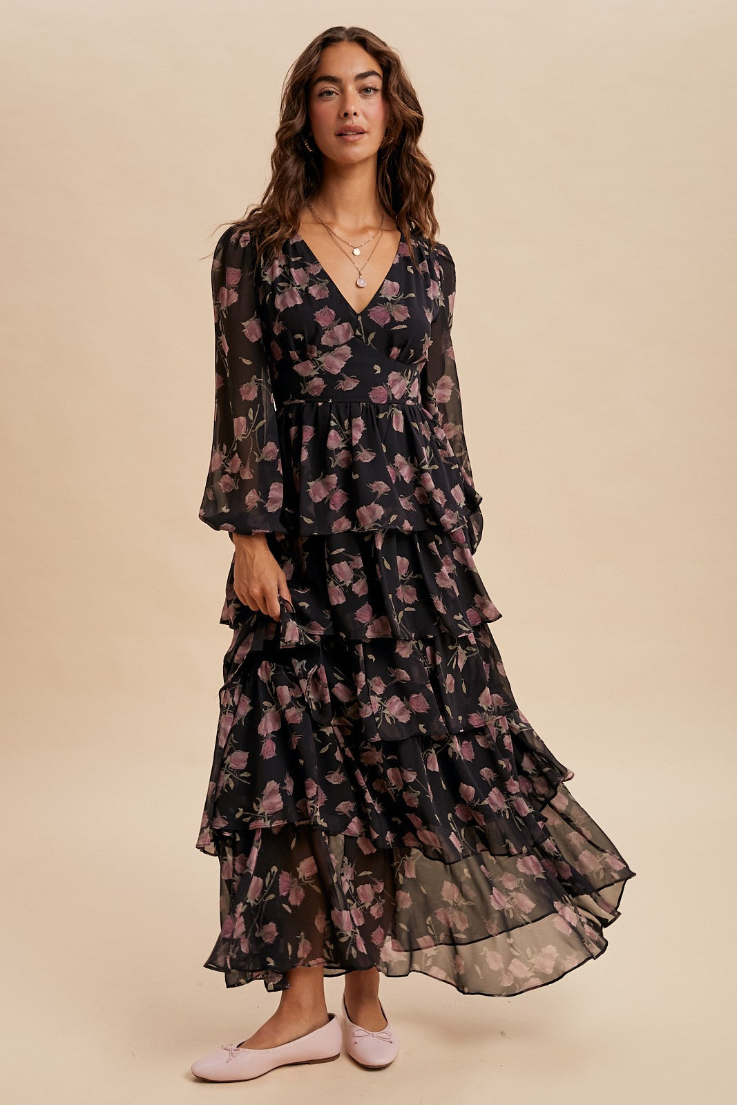 The Alonna Floral Dress in Midnight Rose