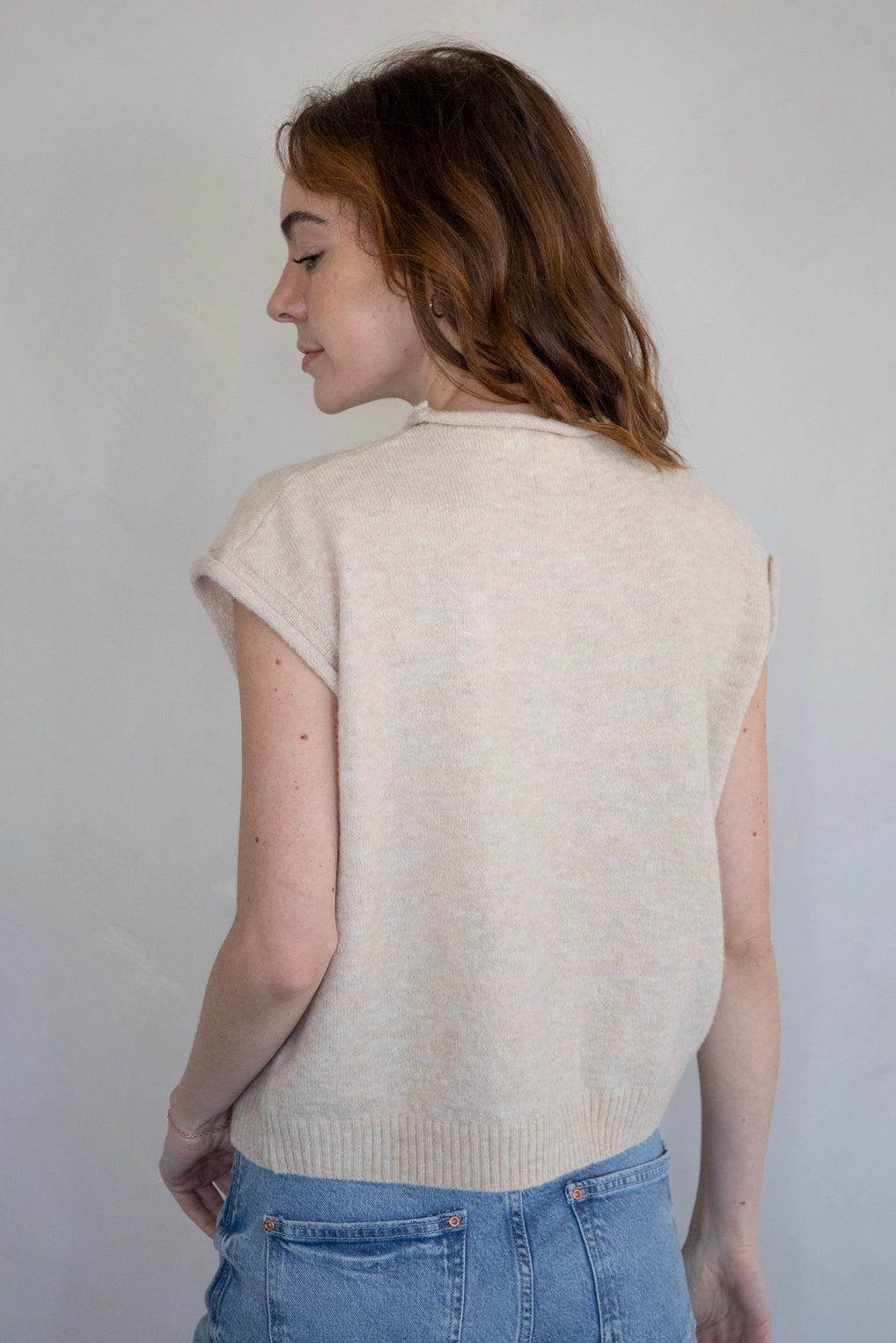 The Merin Short Sleeved Button-Up Cardigan in Natural