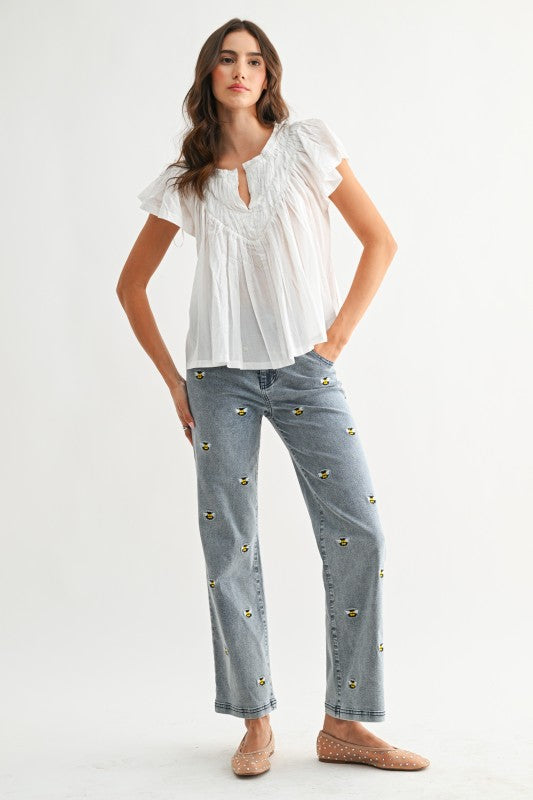 The Lio Ruffle Blouse in White