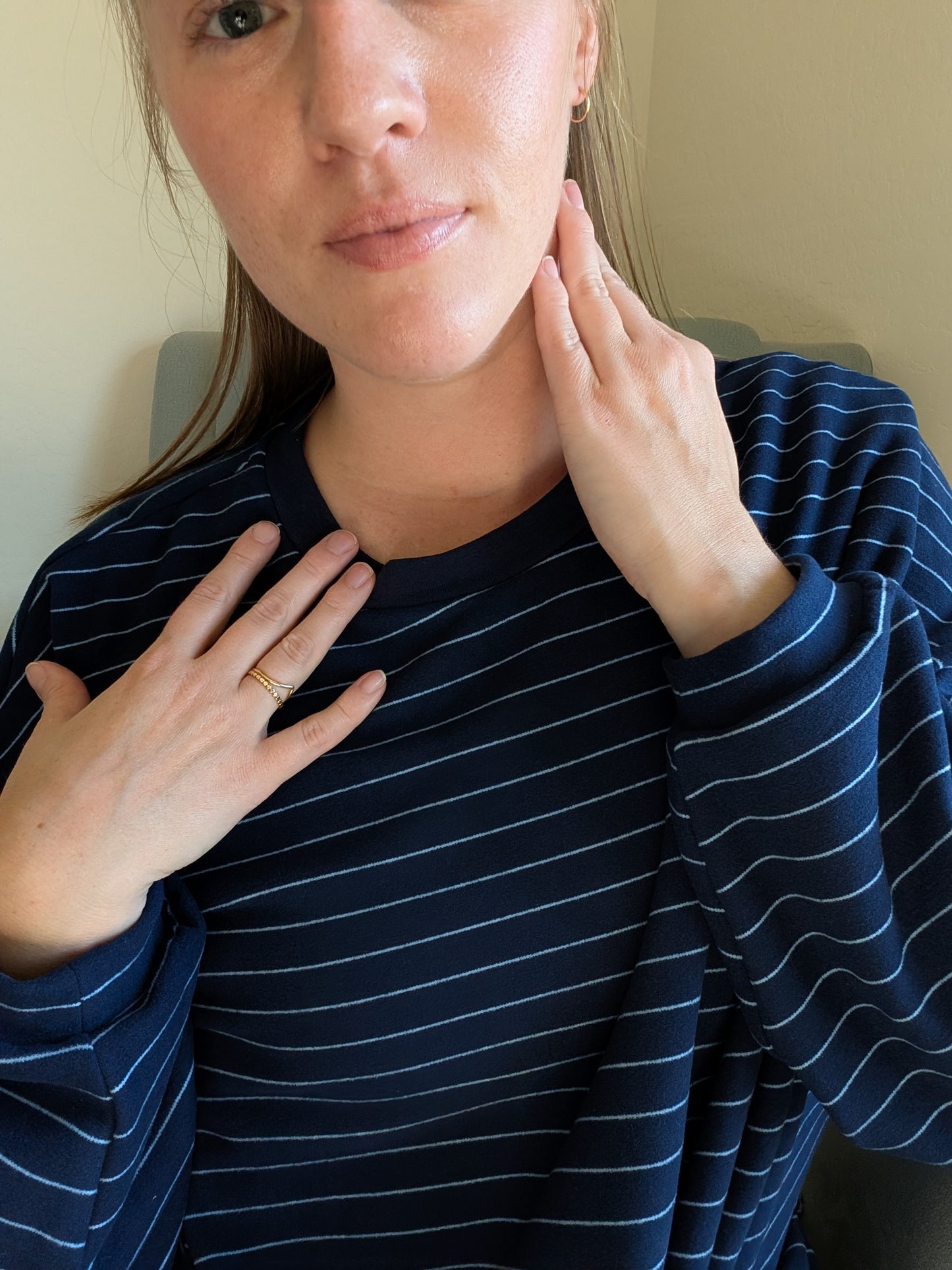 The Rue Fleece Top in Navy