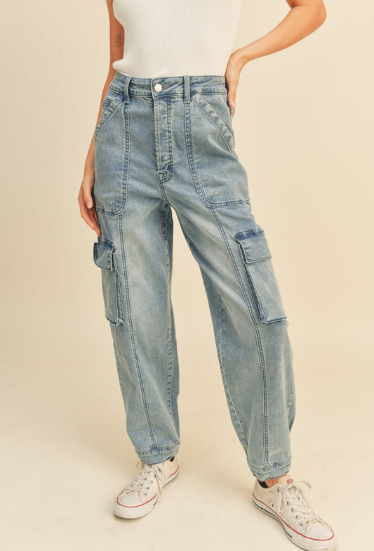 The Washed Denim Cargo Pants