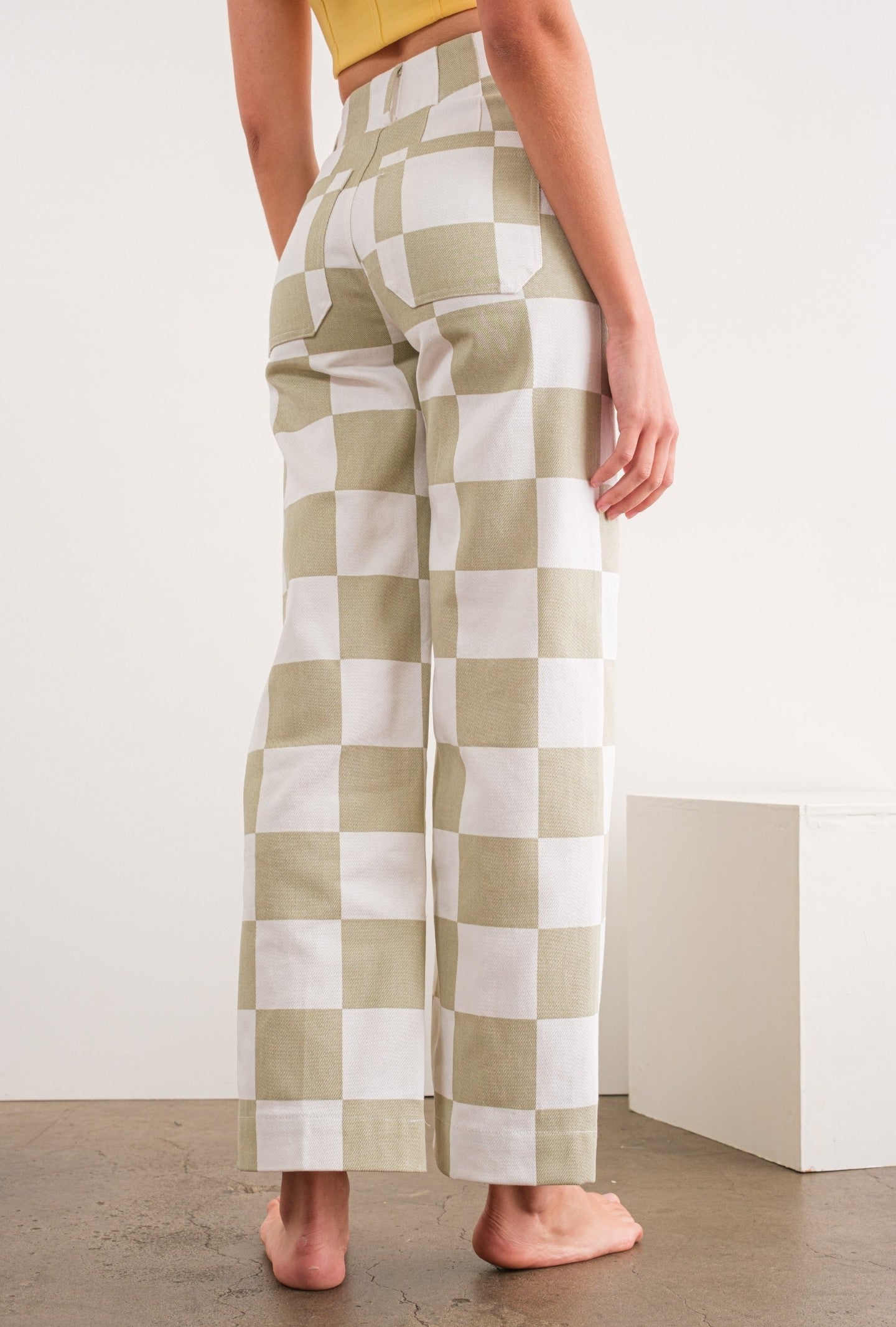 The Anansi Checkered Bottoms in Taupe