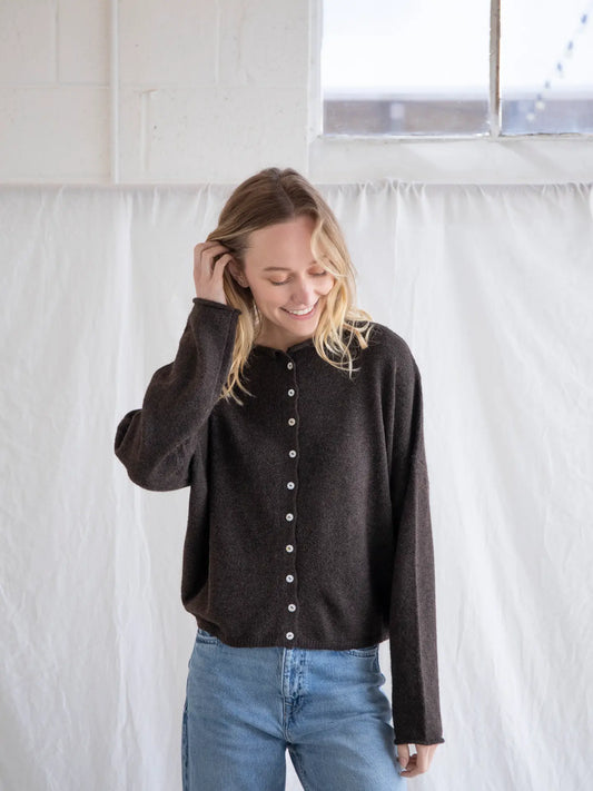 The Rudy Button-Down Cardigan in Chocolate