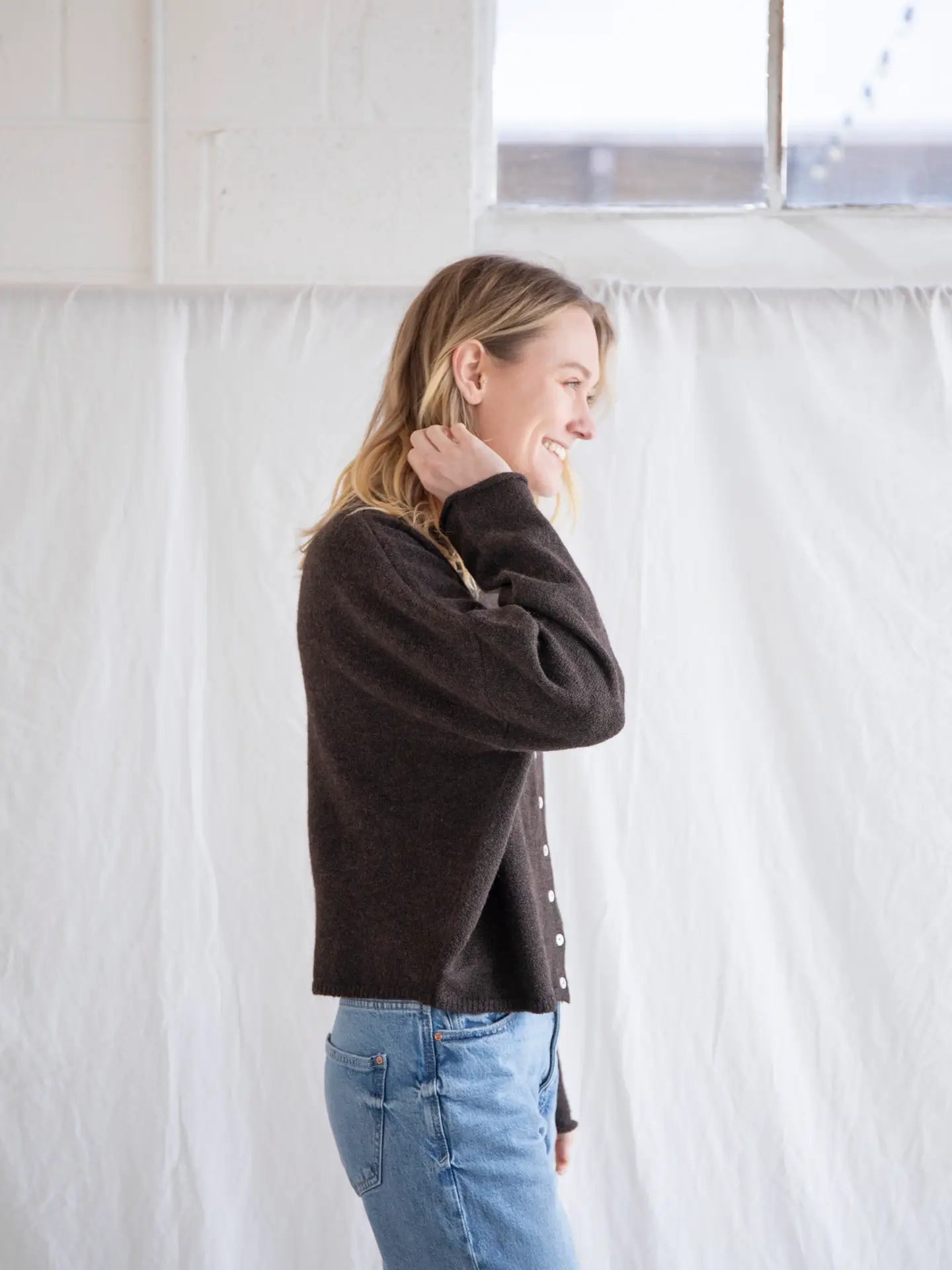The Rudy Button-Down Cardigan in Chocolate