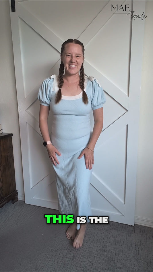 The Willa Shoulder Bow Dress in Sky Blue