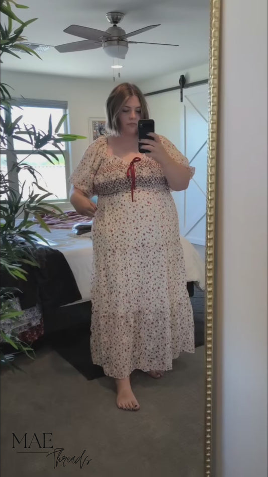 The Posy Floral Dress in Red Multi