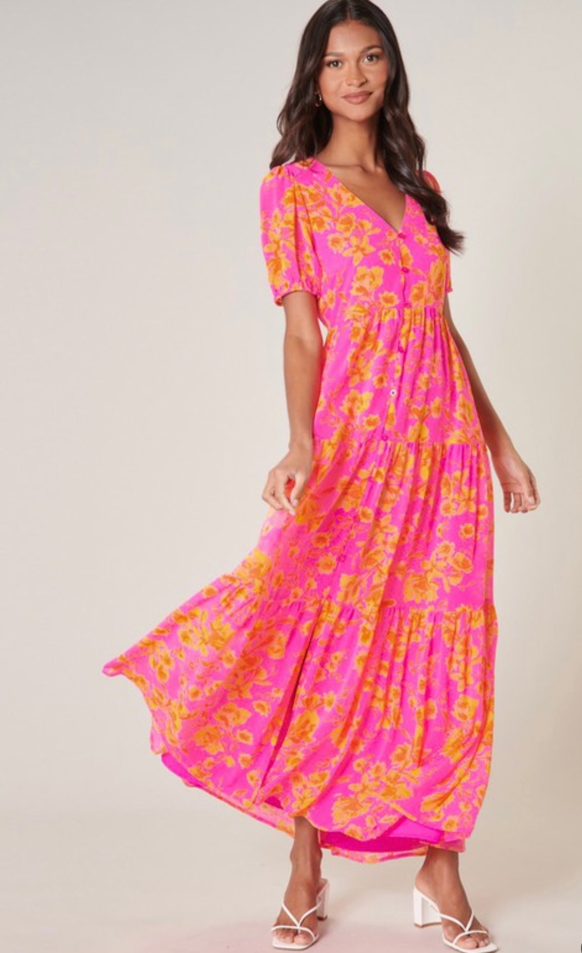 The Tibby Floral Dress in Pink