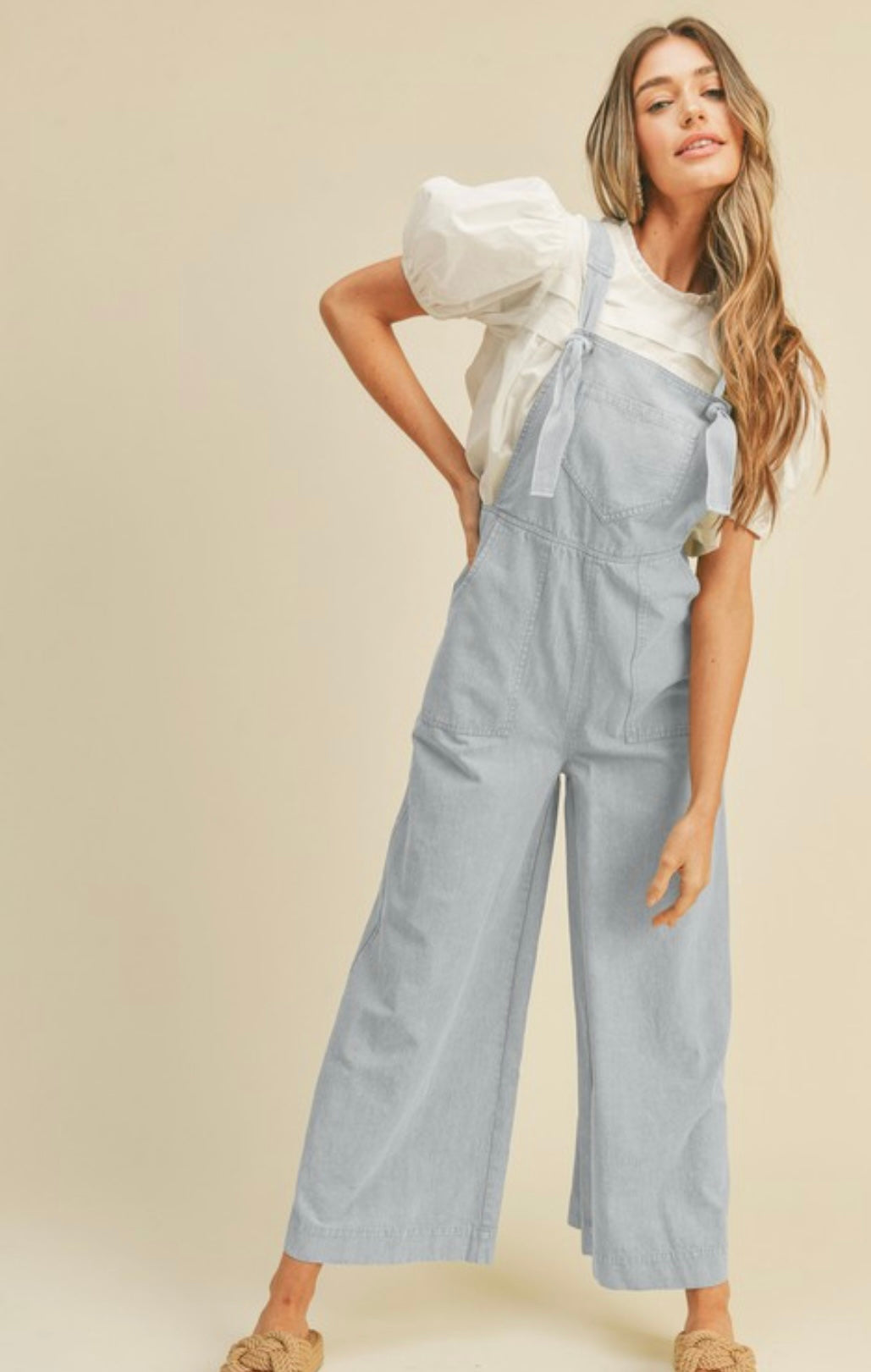 The Liesl Wide Leg Overalls in Blue