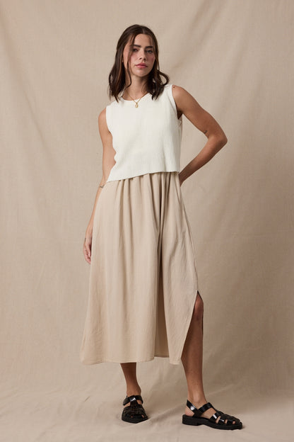 The Wren Sleeveless Dress in Taupe