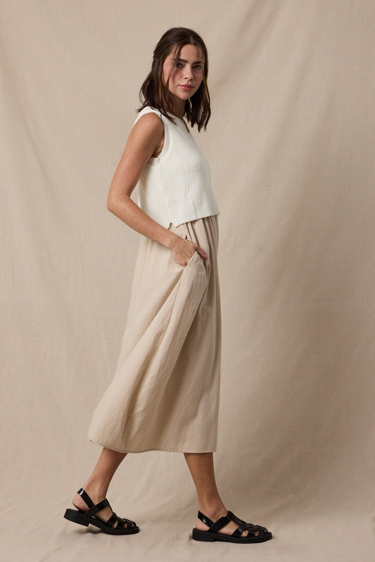 The Wren Sleeveless Dress in Taupe