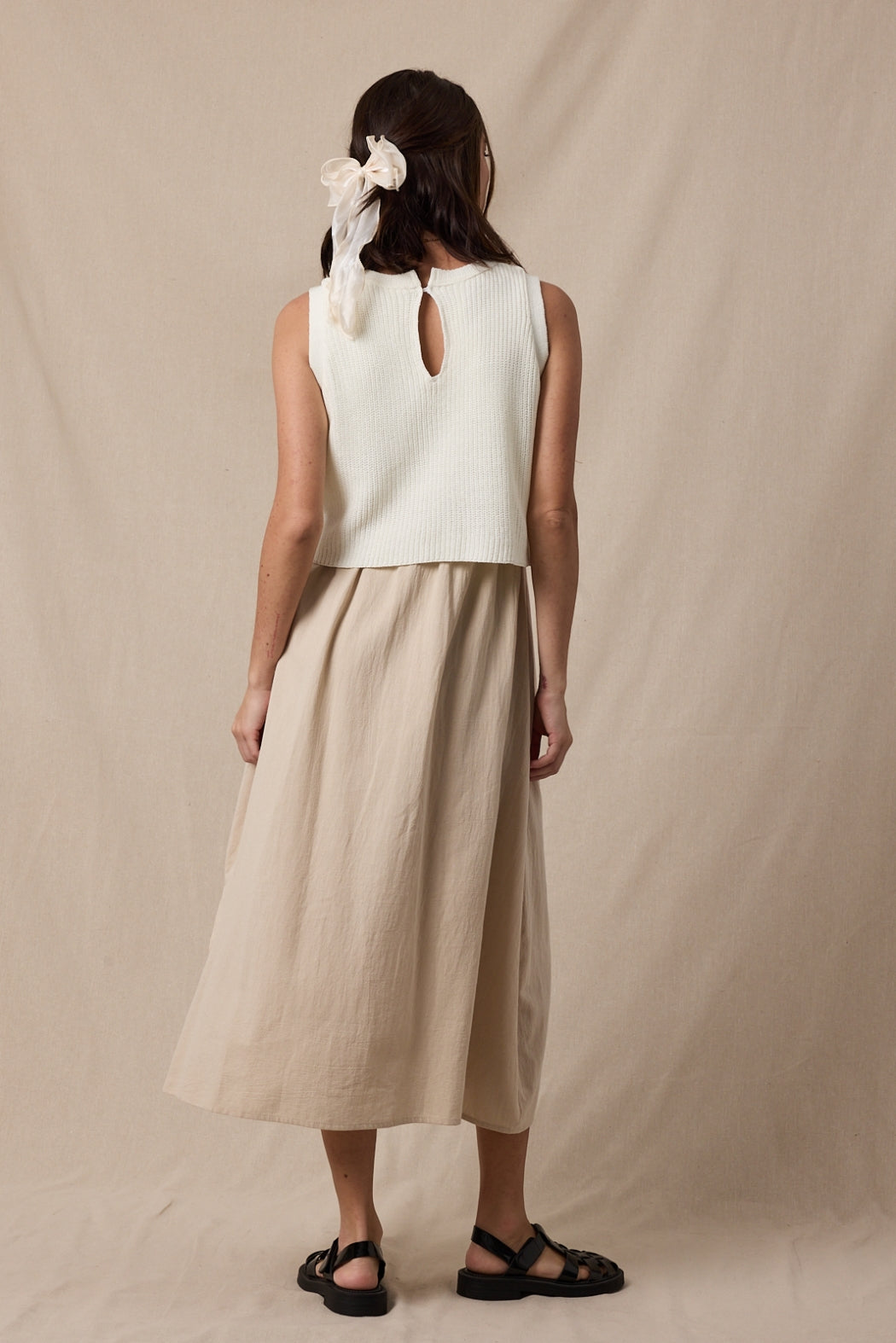 The Wren Sleeveless Dress in Taupe