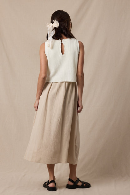 The Wren Sleeveless Dress in Taupe