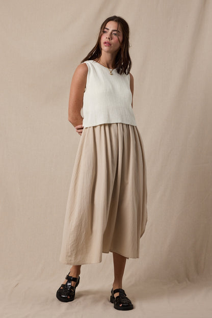 The Wren Sleeveless Dress in Taupe