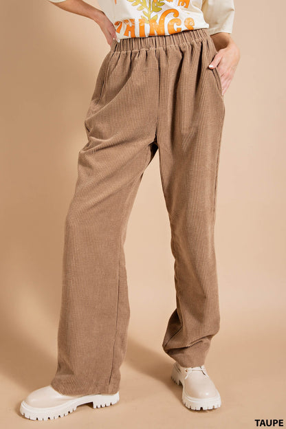 The Angeline Corduroy Pants in Taupe