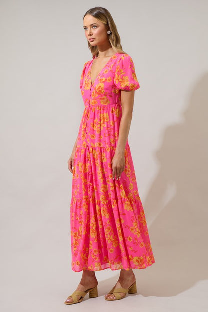 The Tibby Floral Dress in Pink