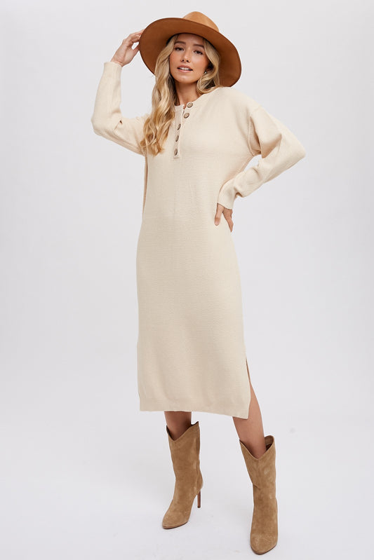 The Wendy Button Front Sweater Dress