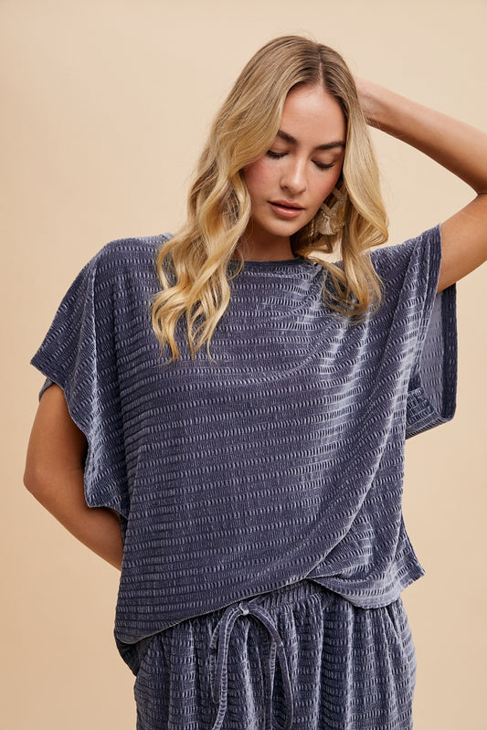 The Sorellin Velvet Set in Steel Blue