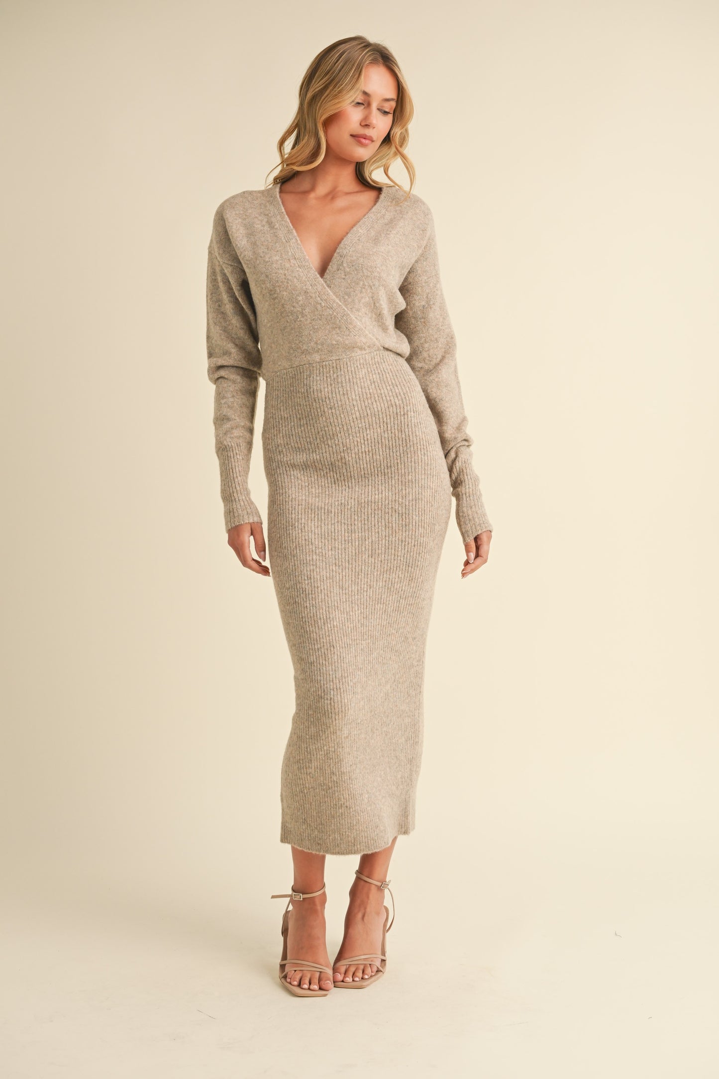 The Attie Dolman Sleeve Sweater Dress in Oatmeal