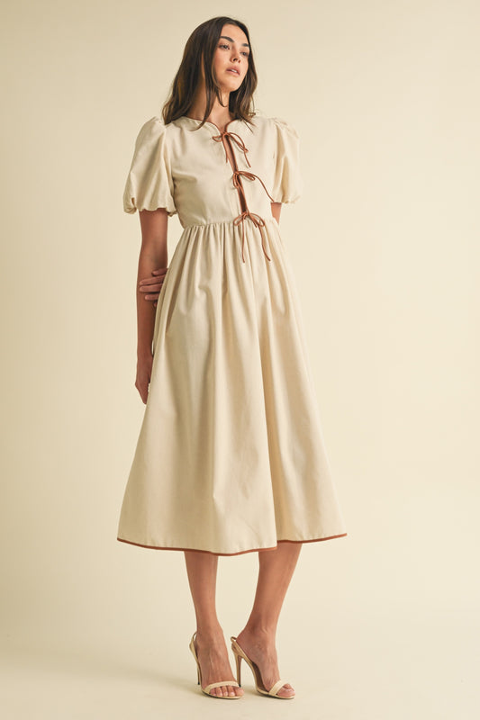 The Petra Bow Tie Midi Dress