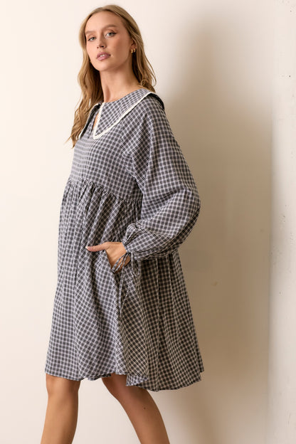 The Tilly Dress in Black Plaid