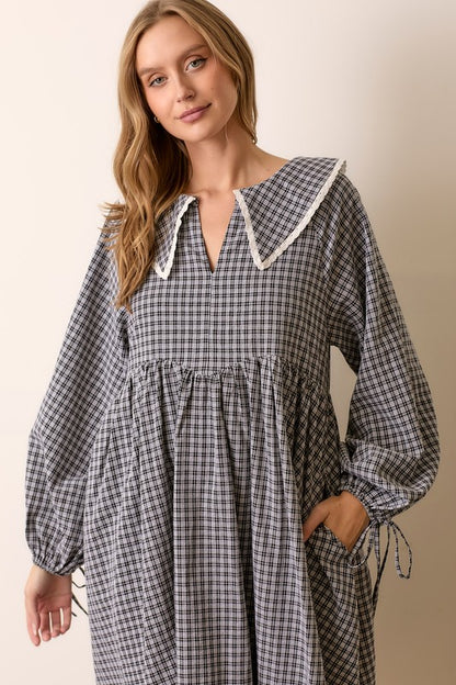 The Tilly Dress in Black Plaid