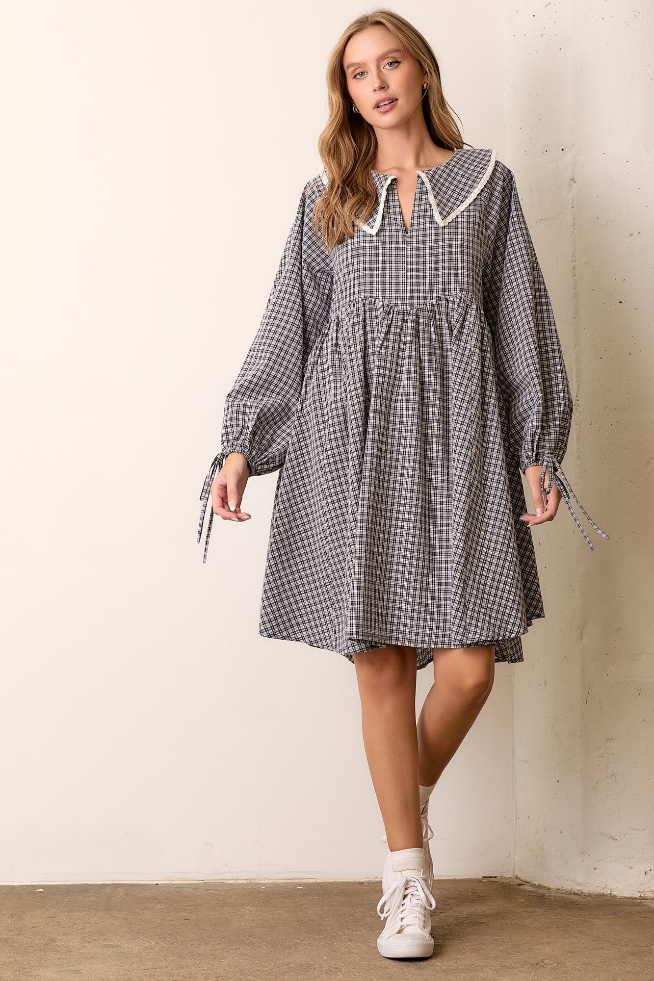 The Tilly Dress in Black Plaid