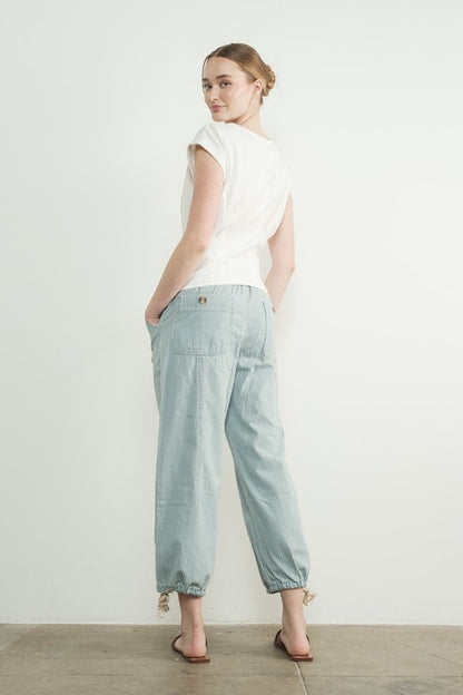 The Imogen Relaxed Pant in Denim Stripe