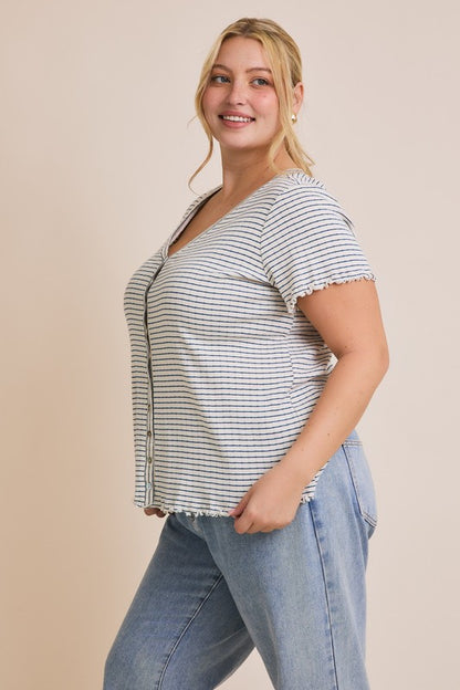 The Finlay Button Down Shirt in Navy Stripe