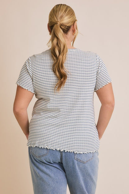 The Finlay Button Down Shirt in Navy Stripe