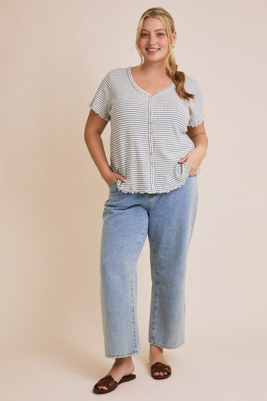 The Finlay Button Down Shirt in Navy Stripe