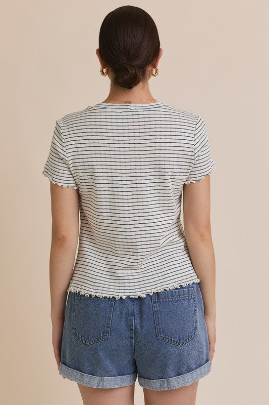 The Finlay Button Down Shirt in Navy Stripe