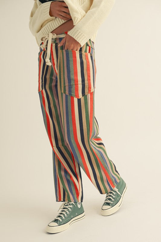 The Cleo Belted Pant in Striped Multi