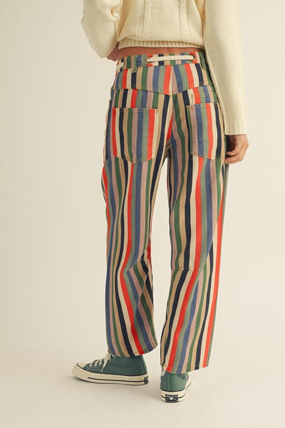 The Cleo Belted Pant in Striped Multi