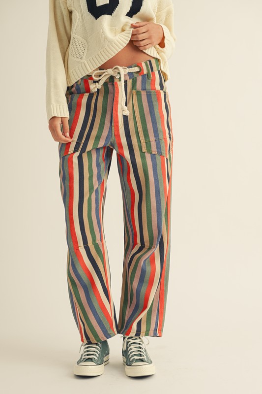 The Cleo Belted Pant in Striped Multi