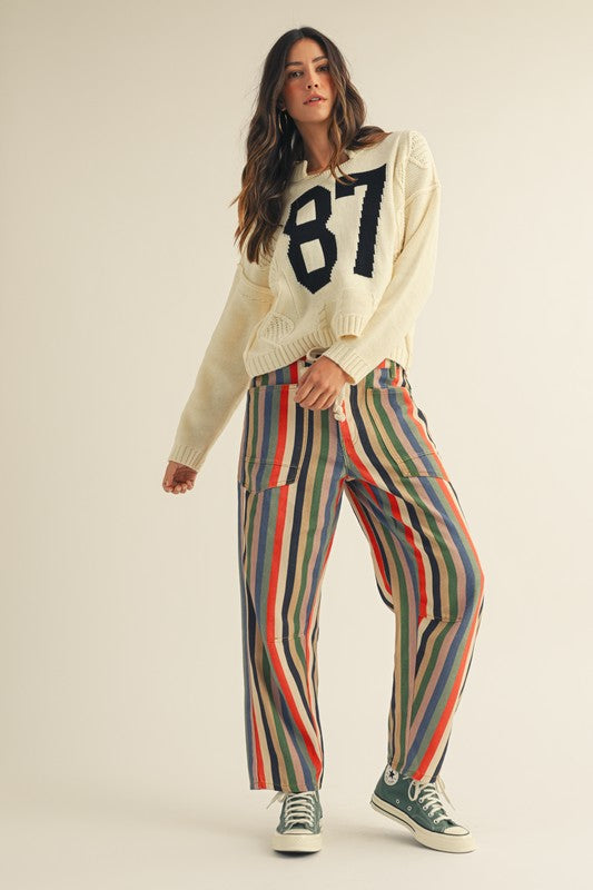 The Cleo Belted Pant in Striped Multi