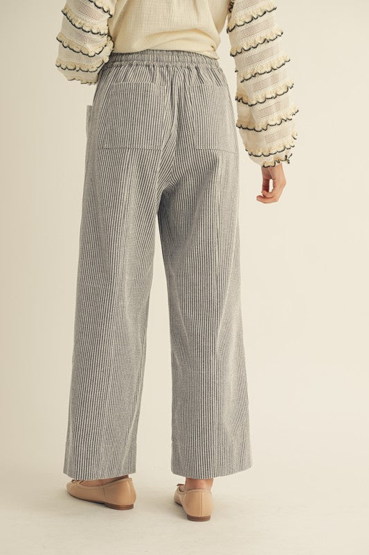 The Rafael Drawstring Pant in Gray Stripe