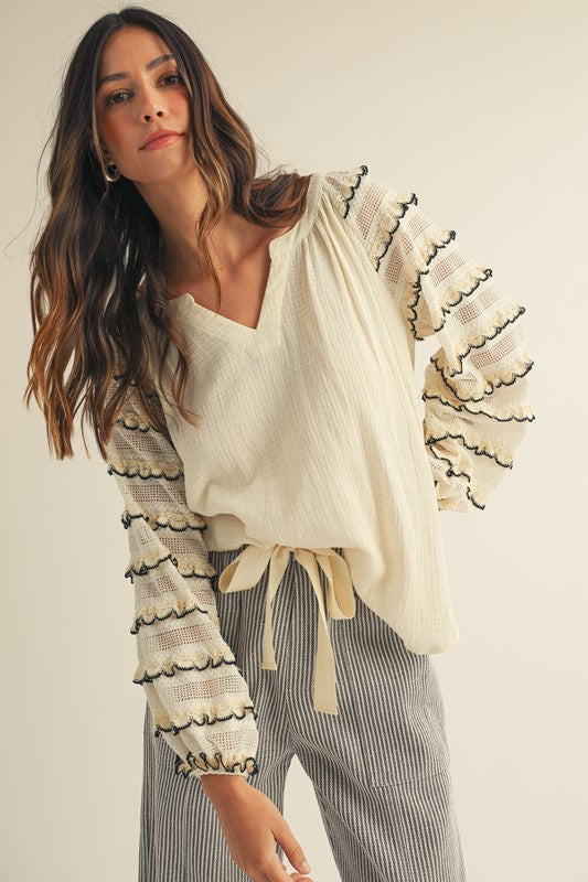 The Linley Ruffle Sleeve Blouse